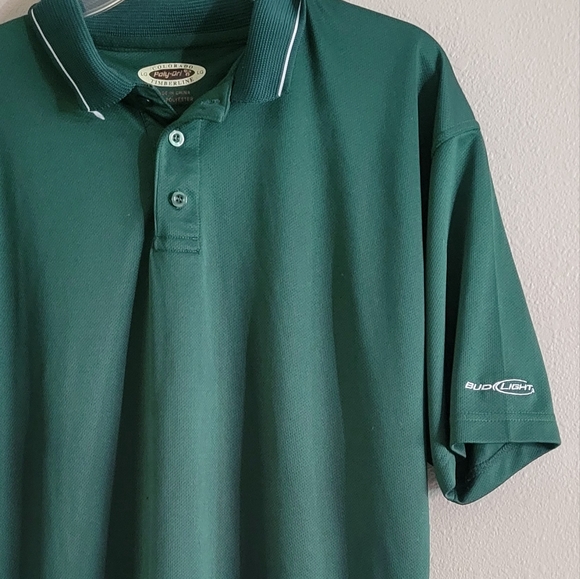 Green Bud Light Polo Colorado Timberline Poly-Dri Breathable Golf Shirt L - Picture 2 of 4